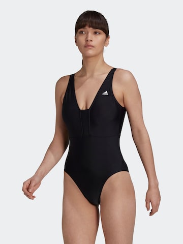 Bustieră Costum de baie sport 'Iconisea 3-Stripes' de la ADIDAS SPORTSWEAR pe negru: față