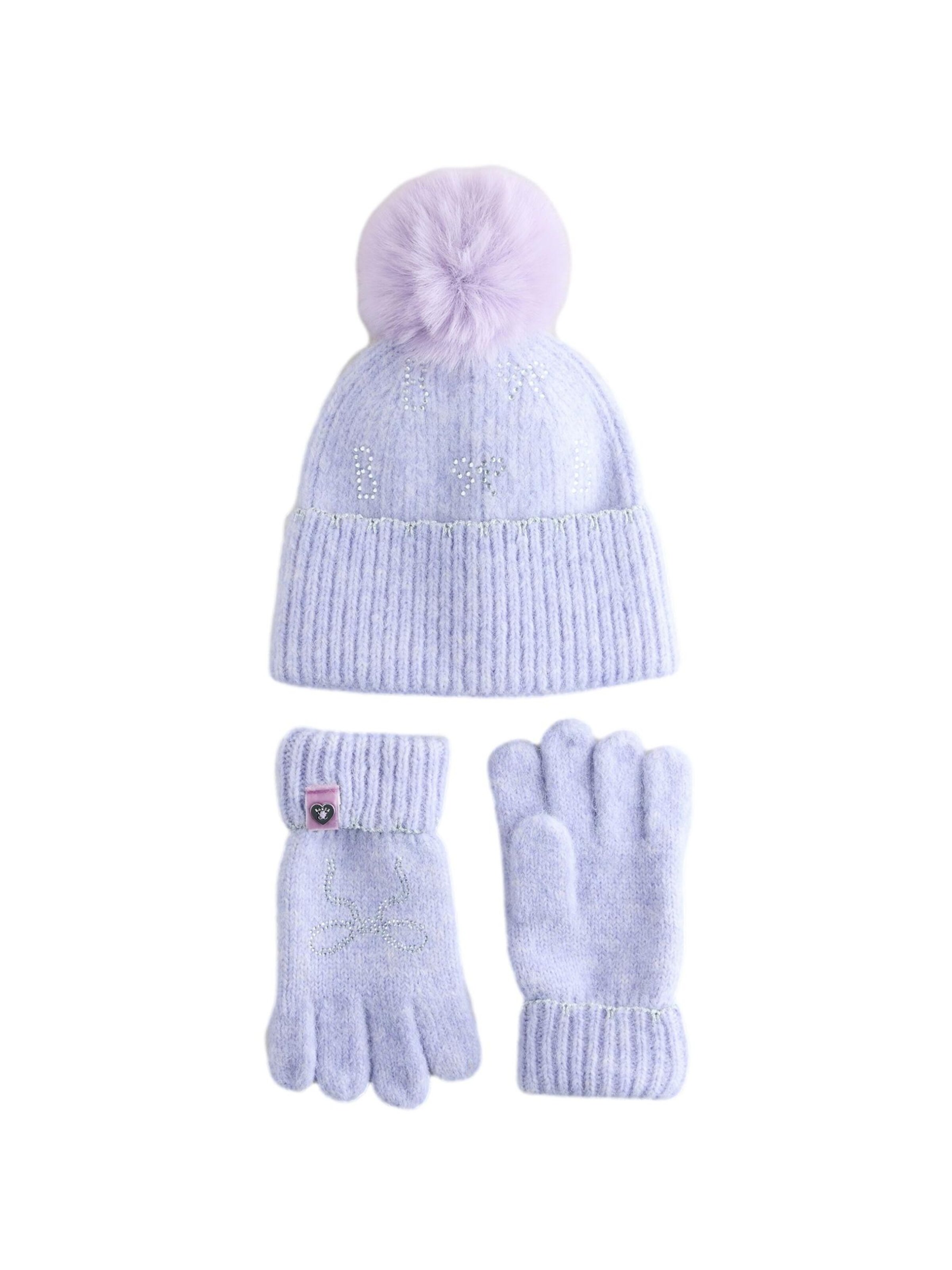 Baker by Ted Baker Mütze + Handschuhe in Lila: Vorderseite