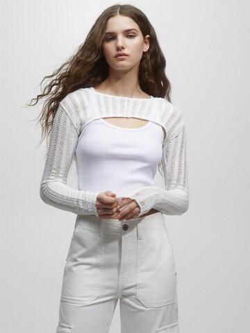 Pull&Bear Pulóver - fehér: elől