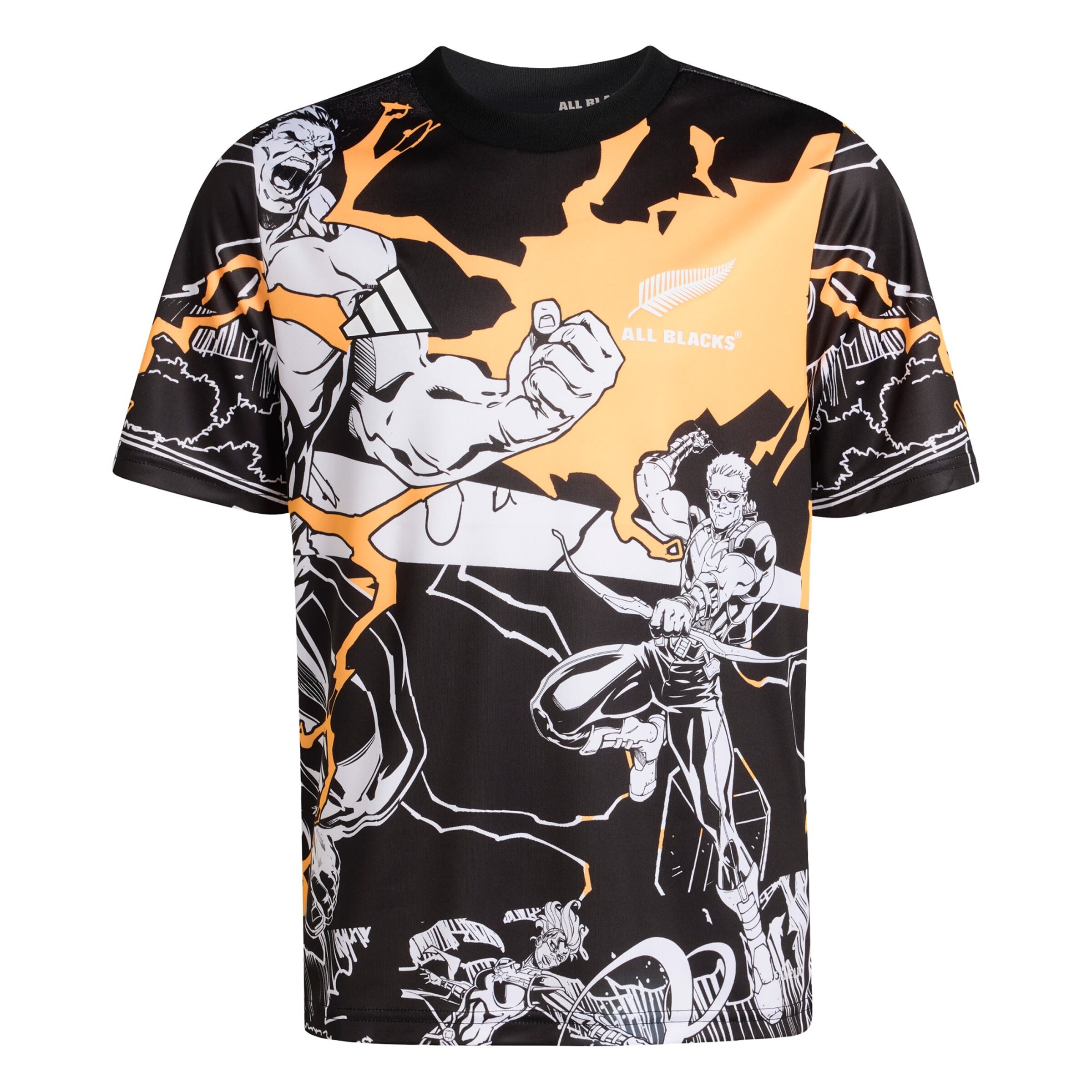 ADIDAS PERFORMANCE - Camiseta funcional 'All Blacks Marvel Captains' en negro: frente