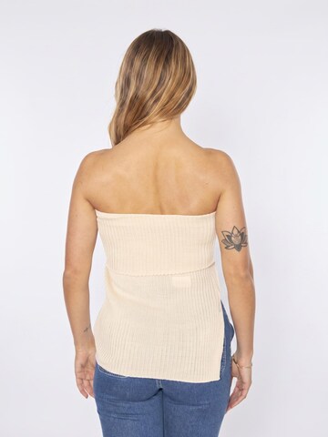 wild pony Top 'Top punto canalé sin tirantes blanco' in Beige