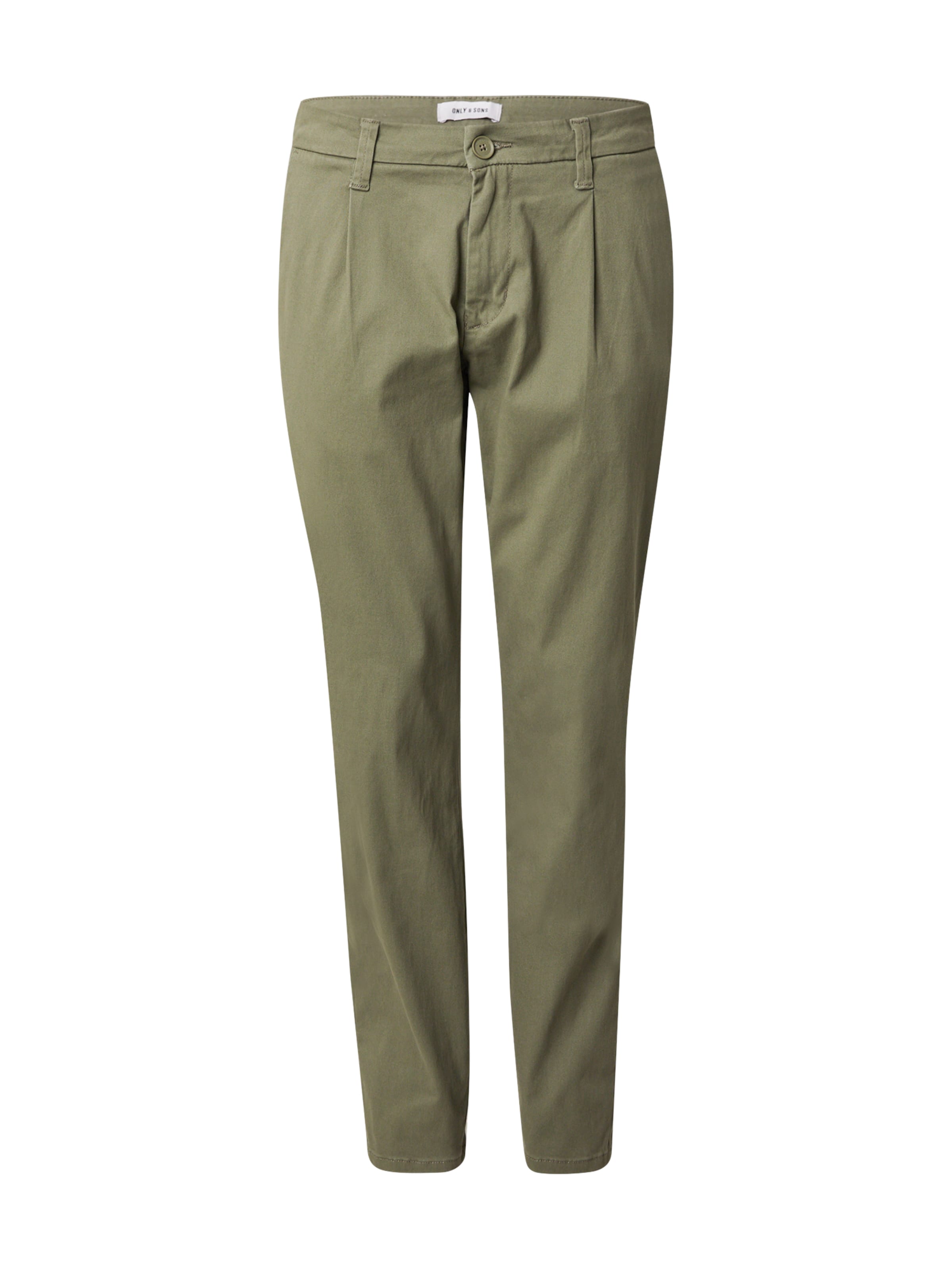 Only & Sons Slim fit Pleat-Front Pants 'ONSCAM' in Green: front
