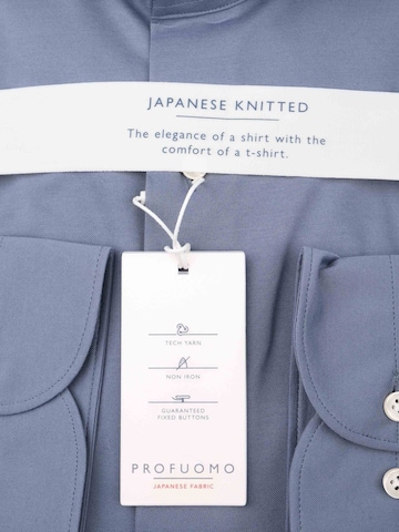 Profuomo Slim fit Button Up Shirt 'Japanese Knitted' in Blue