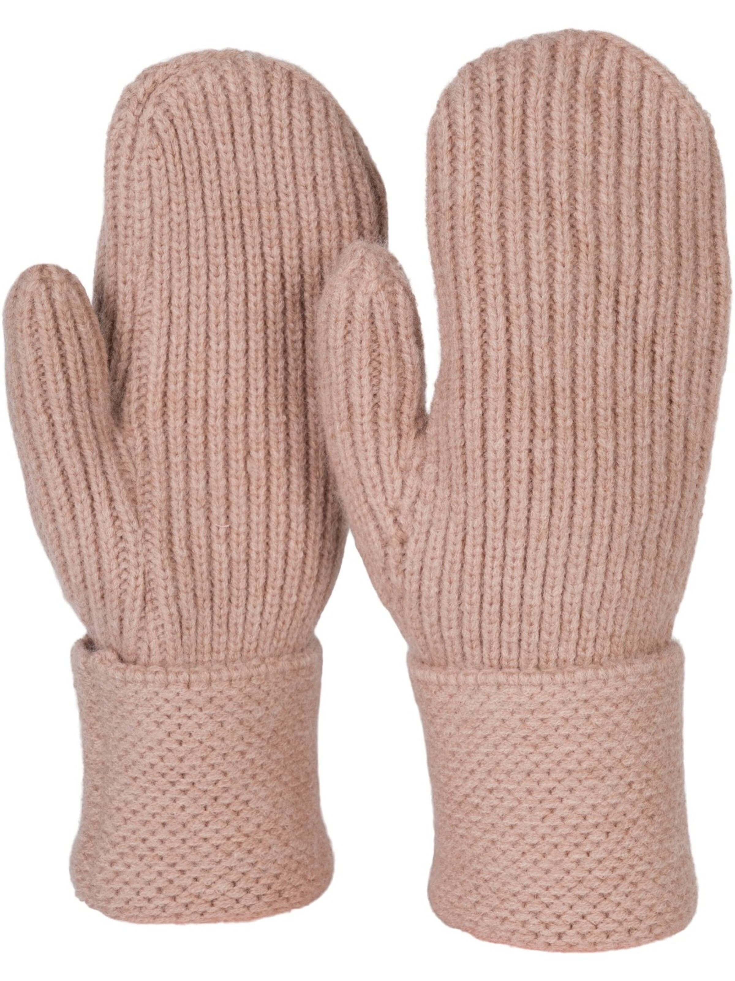 styleBREAKER Fingerhandschuhe 'Strick Fäustlinge mit gemustertem Bund'‌‌ in Braun: Vorderseite