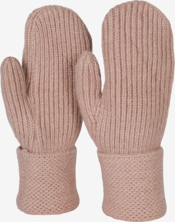 styleBREAKER Fingerhandschuhe 'Strick Fäustlinge mit gemustertem Bund' in Braun: Vorderseite