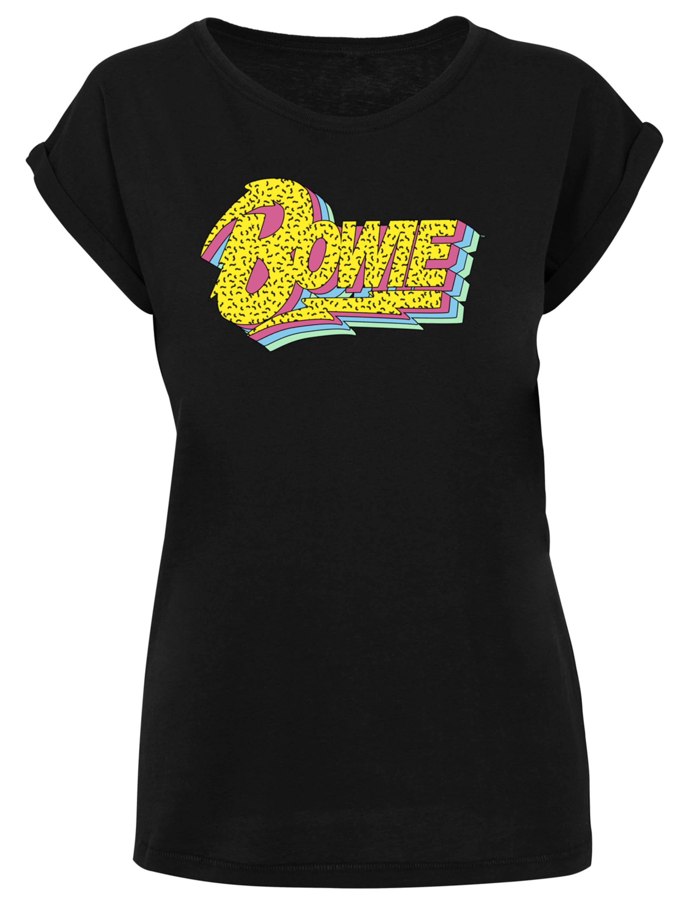 T-shirt 'David Bowie Moonlight 90s Logo' F4NT4STIC en noir : devant