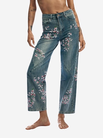Desigual Wide leg Jeans 'DENIM FLOWERS JAPANESE 26SWDDXC' in Blauw: voorkant