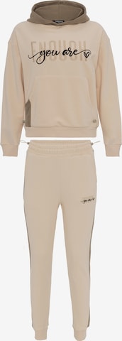 Tom Barron Joggingpak in Beige: voorkant