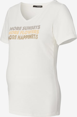 Supermom T-shirt 'More' i vit: framsida