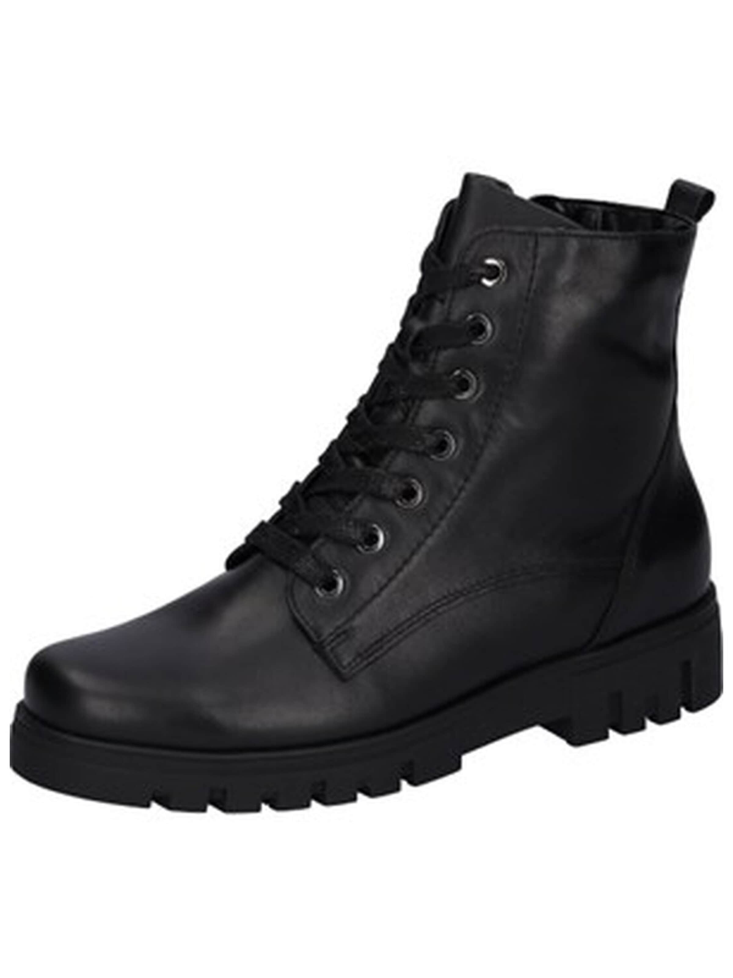 WALDLÄUFER Stövlett med snörning 'Stiefel Damen 723801-102/001 Echtleder in schwarz' i svart: framsida