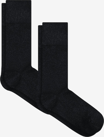 Albero Natur Socken 'Bio-Baumwoll-Frotteesocken Unisex – 2er Pack' in Schwarz: Vorderseite