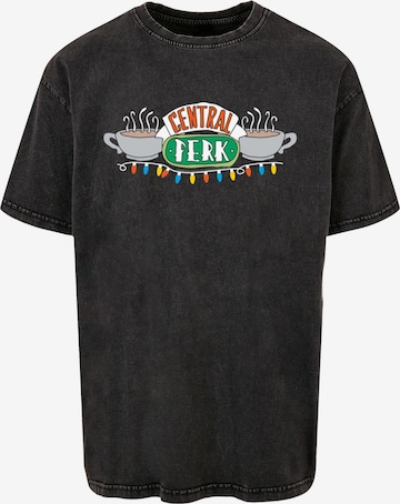 ABSOLUTE CULT Shirt 'Friends - Central Perk Christmas Lights' in Zwart: voorkant