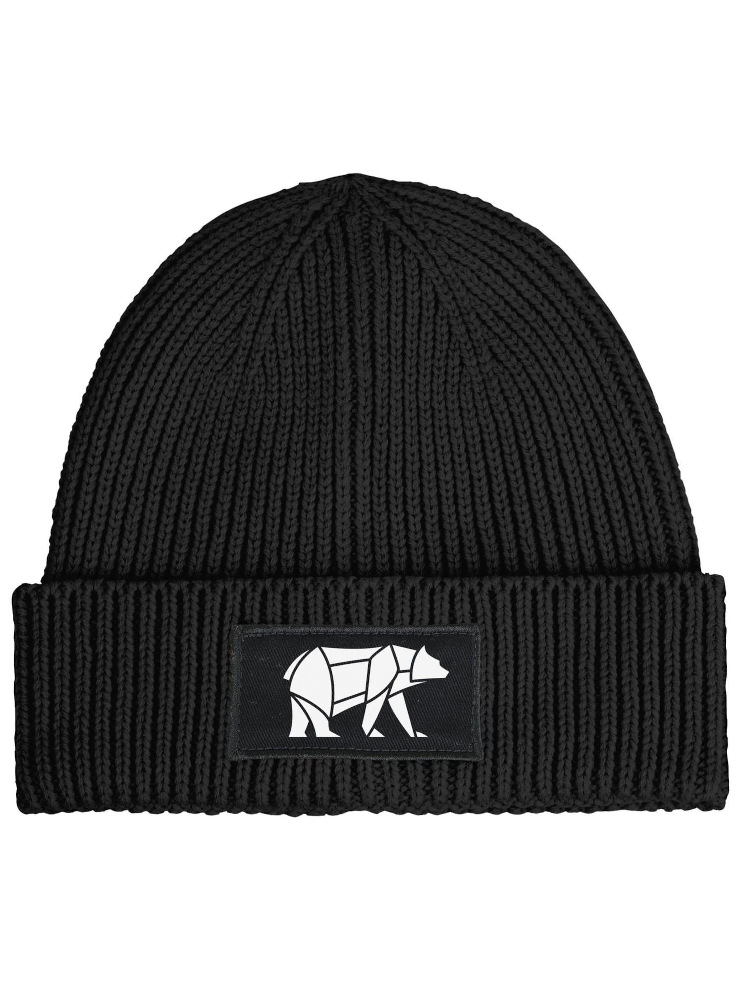 Neverless Beanie 'Bär Lineart Polygon' in Black: front