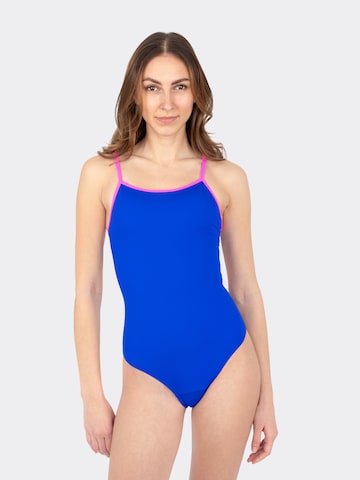 MYLILY Bandeau Swimsuit 'Perioden Badeanzug mit Cut-Outs | Blau/Pink' in Blue: front