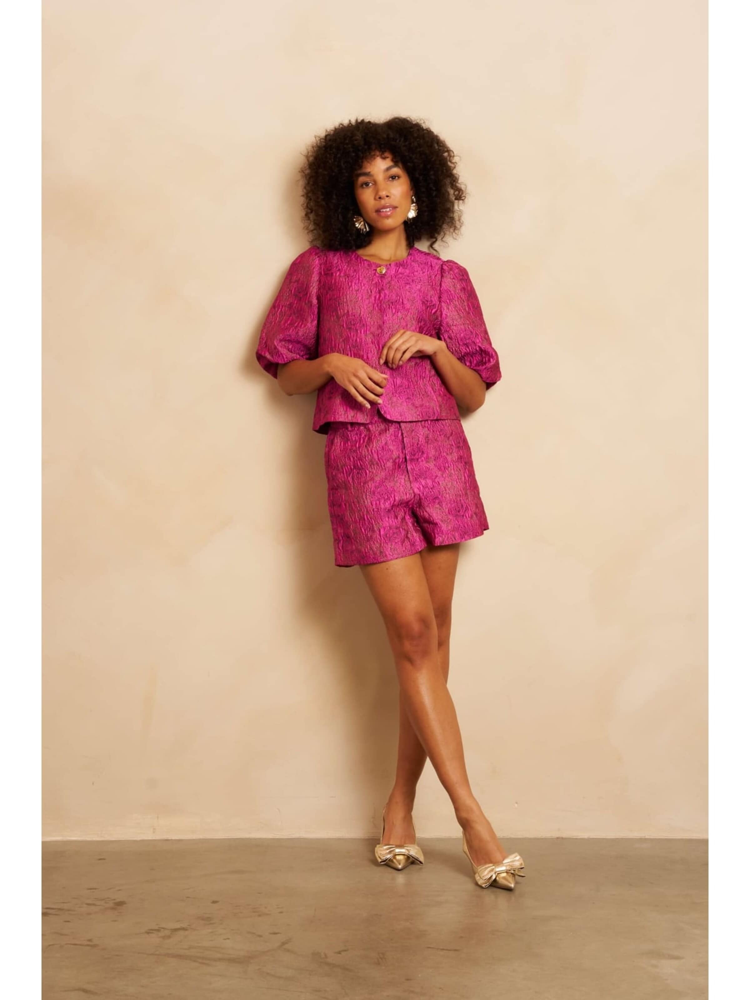 LOFTY MANNER Baggy Broek 'RE35 - Short Chloe' in Roze: voorkant