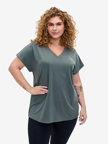 Active by Zizzi Funktionsbluse 'ABASIC' i grøn: forside