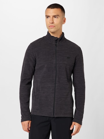 4F Athletic Fleece Jacket in Black: front