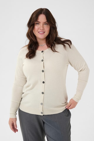 KAFFE CURVE Knit cardigan 'KCRegitta' in Beige: front