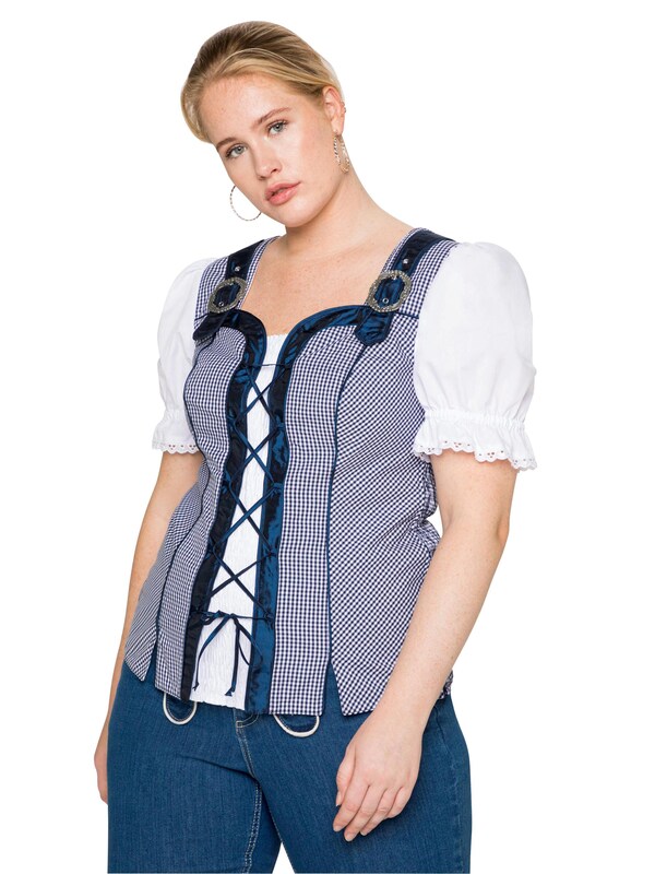SHEEGO Traditional Blouse in Royal Blue, White