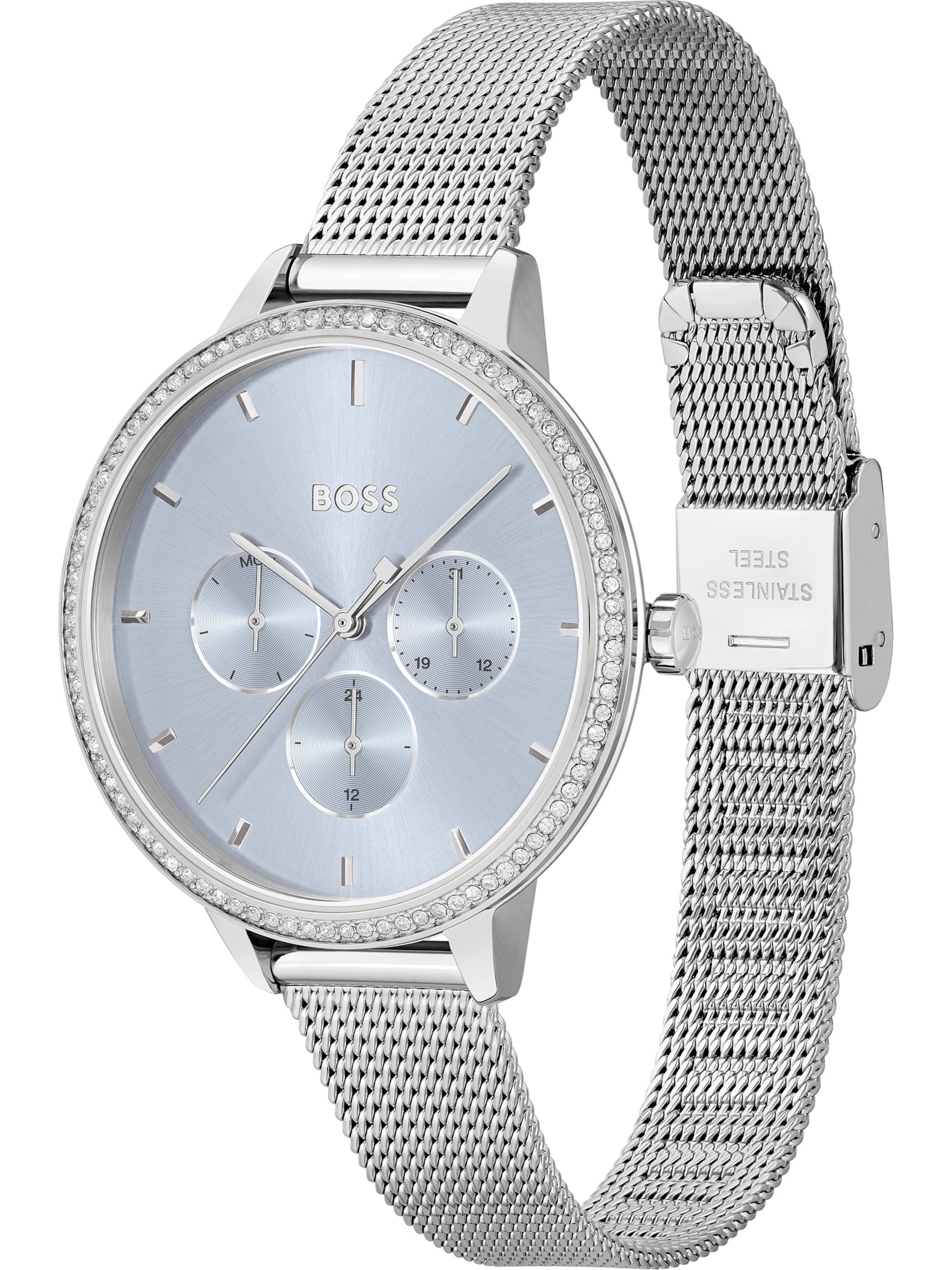 BOSS Black Analog Watch in Silver ABOUT YOU