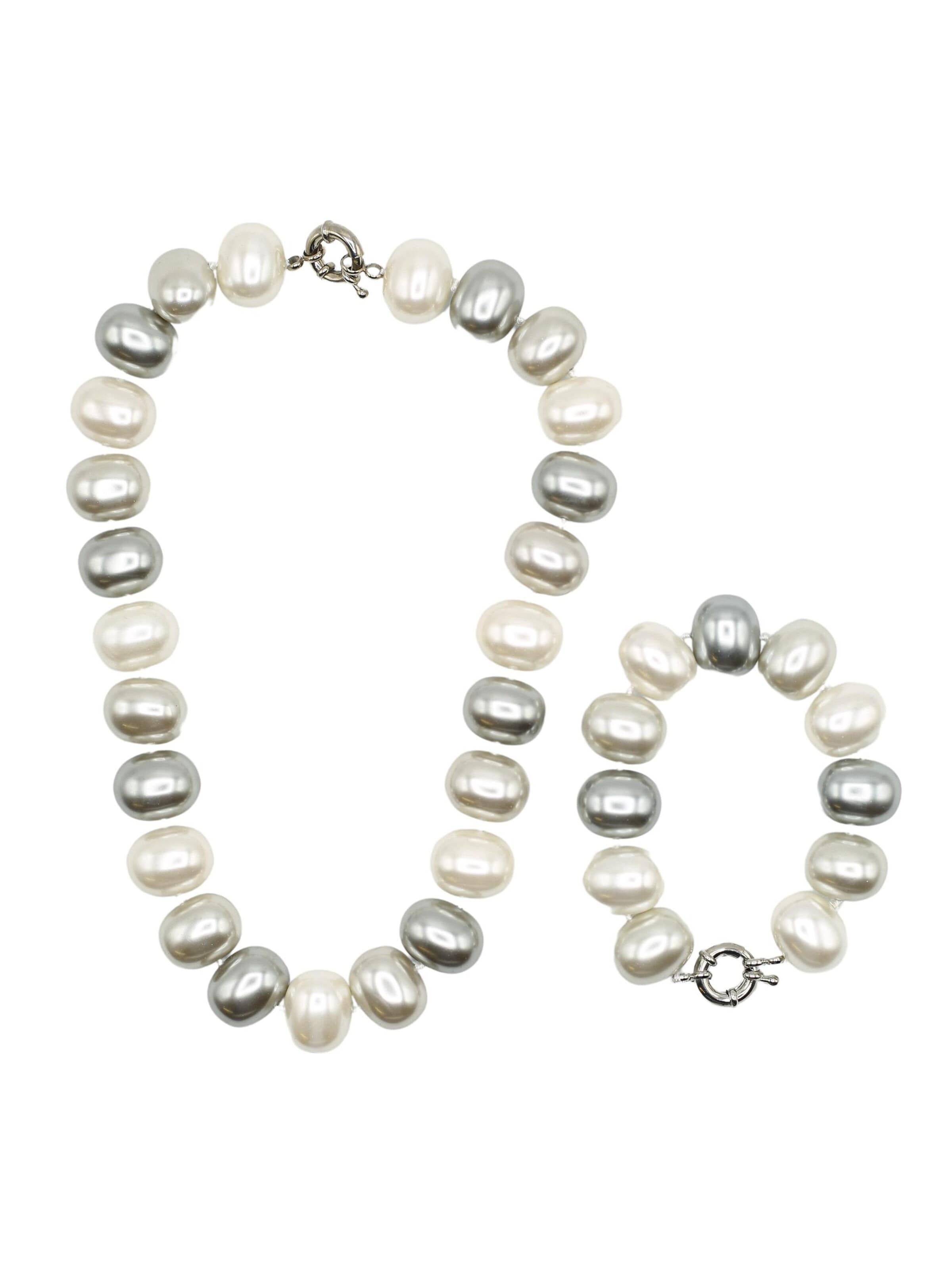 COLLEZIONE ALESSANDRO Jewelry Set 'Annabella' in Grey: front