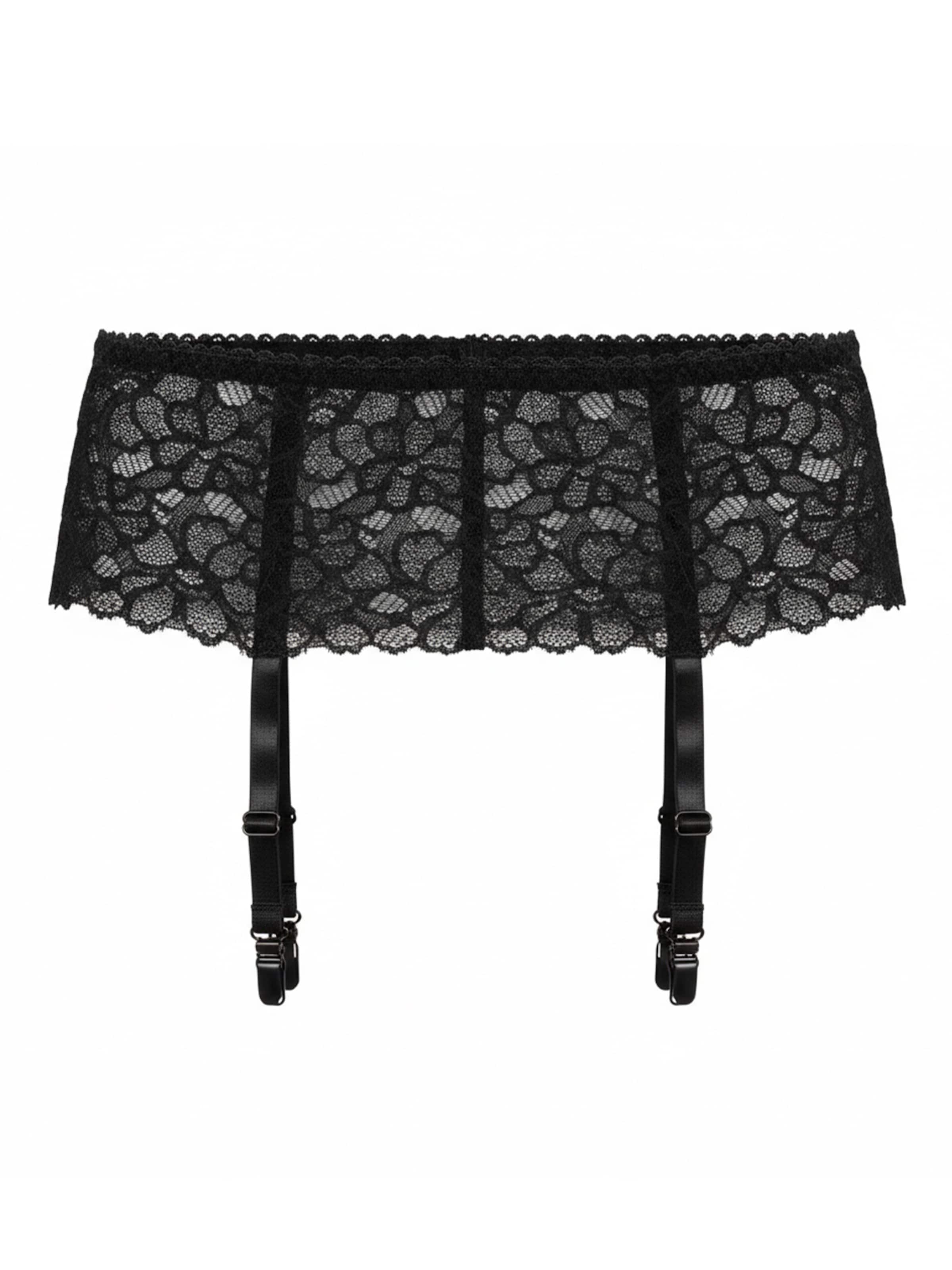 Biggi Big Garter Belt 'Flowers' in Black: front