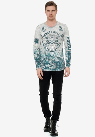 Rusty Neal Cooles Langarmshirt mit großem Print in Grau