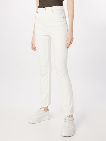 Coupe slim Jean Abercrombie & Fitch en blanc : devant