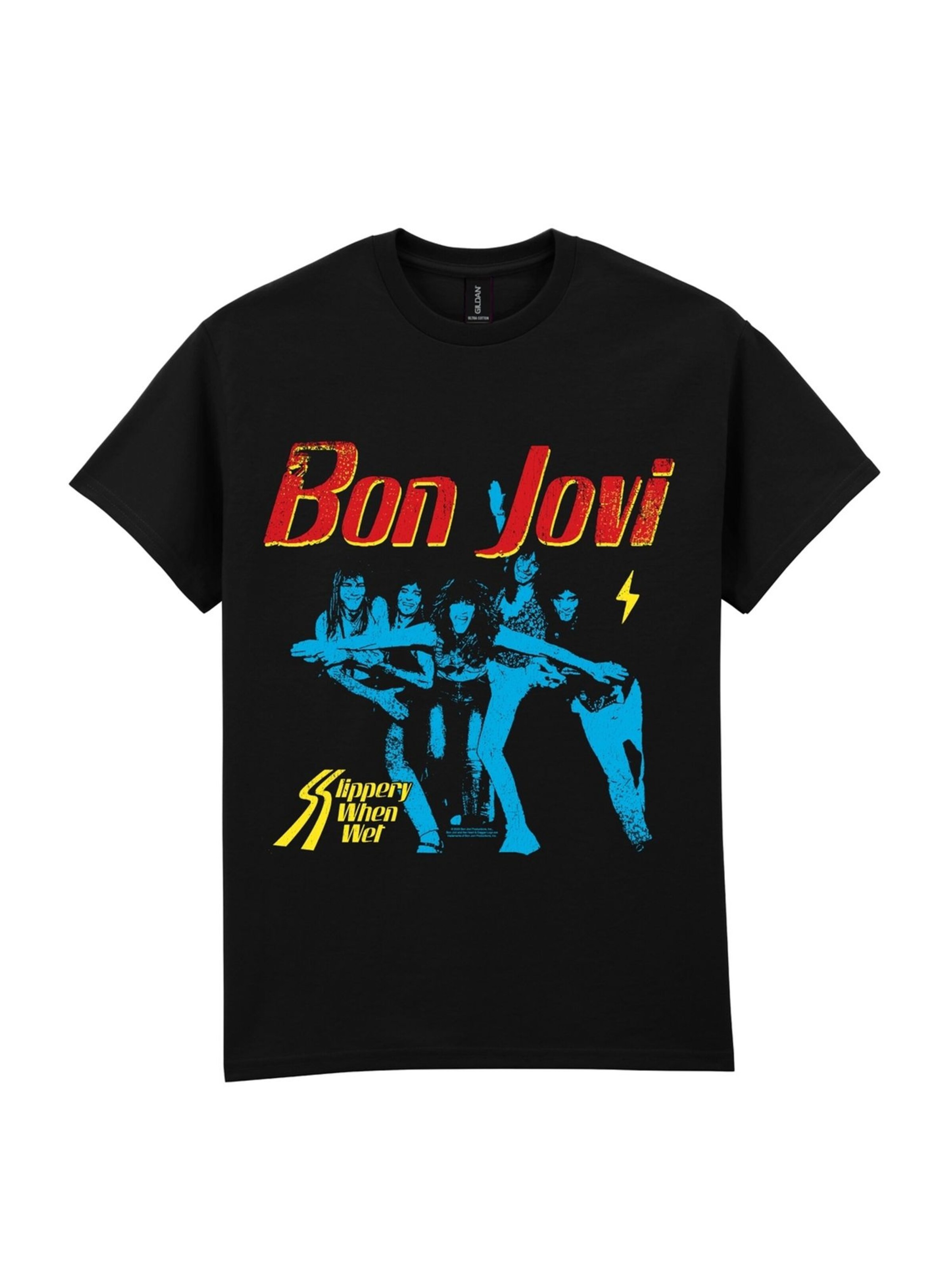 Maglietta 'Slippery When Wet' di Bon Jovi in nero: frontale