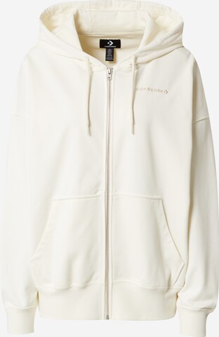 CONVERSE Zip-Up Hoodie in Beige: front