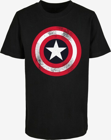 ABSOLUTE CULT Shirt 'Avengers - Captain America Distressed Shield' in Zwart: voorkant