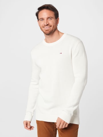 Tommy Jeans Πουλόβερ 'Essential' σε λευκό: μπροστά
