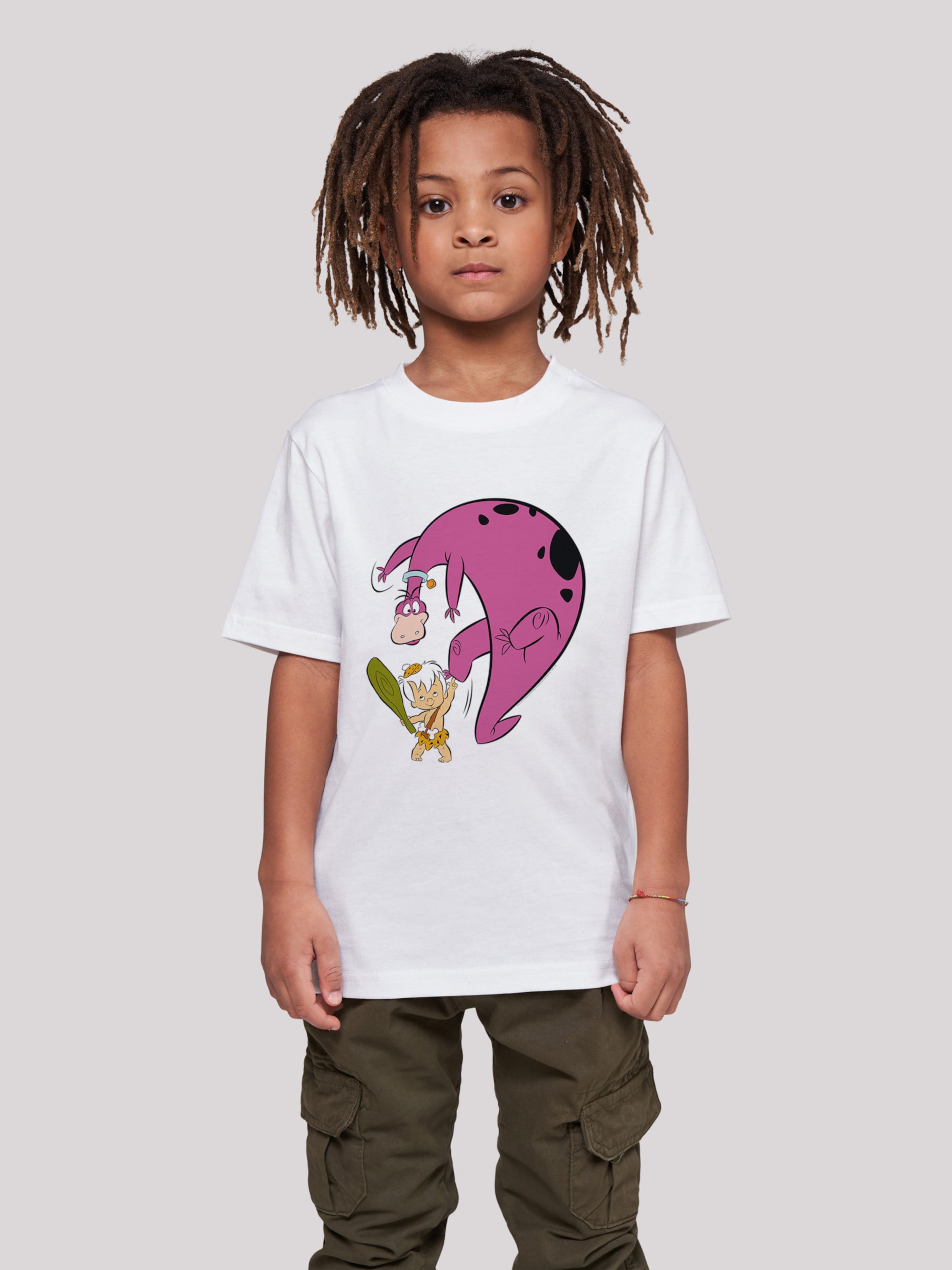 Kinder Teens (Gr. 140-176) F4NT4STIC T-Shirt 'Die Familie Feuerstein Bamm Bamm And Dino' in Weiß - DY11304