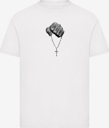 Mister Tee Paita 'Faith Meets Strength' värissä valkoinen: etupuoli