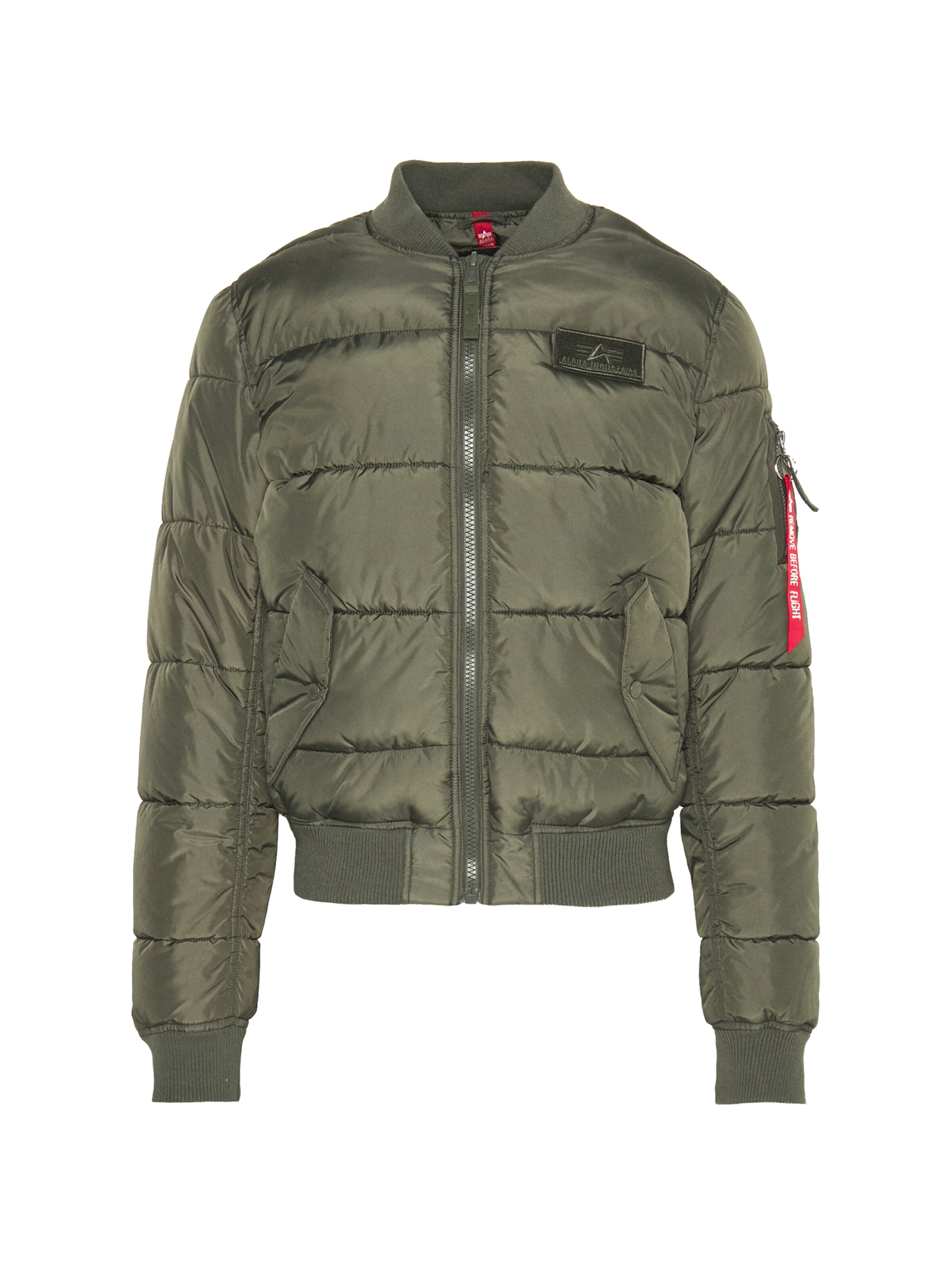 ALPHA INDUSTRIES Φθινοπωρινό και ανοιξιάτικο μπουφάν 'MA-1' σε πράσινο: μπροστά