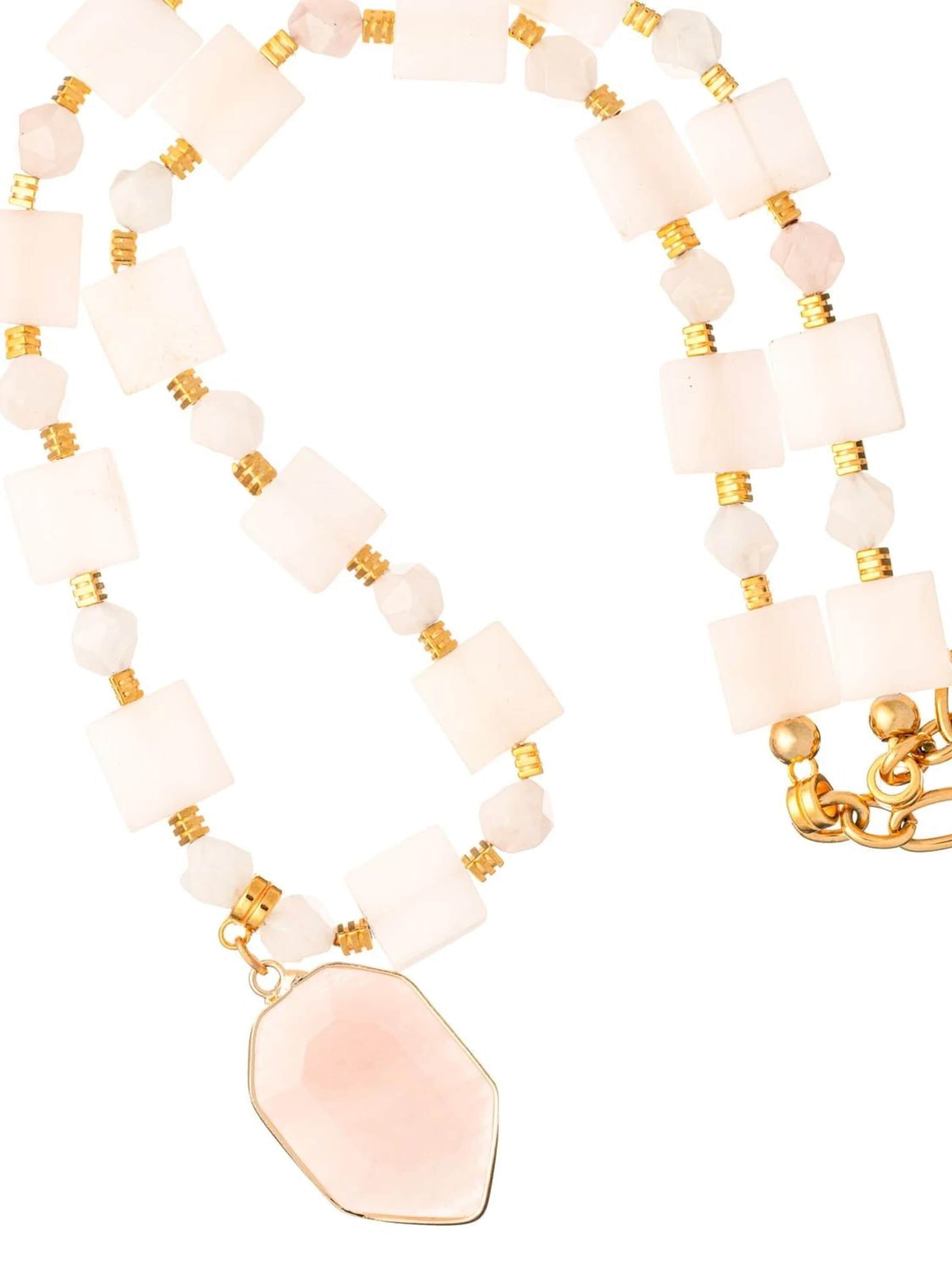 THE GEM STORIES JEWELRY Αλυσίδα 'Rose Jade Necklace with Gold Accents Elegance Edition' σε ροζ