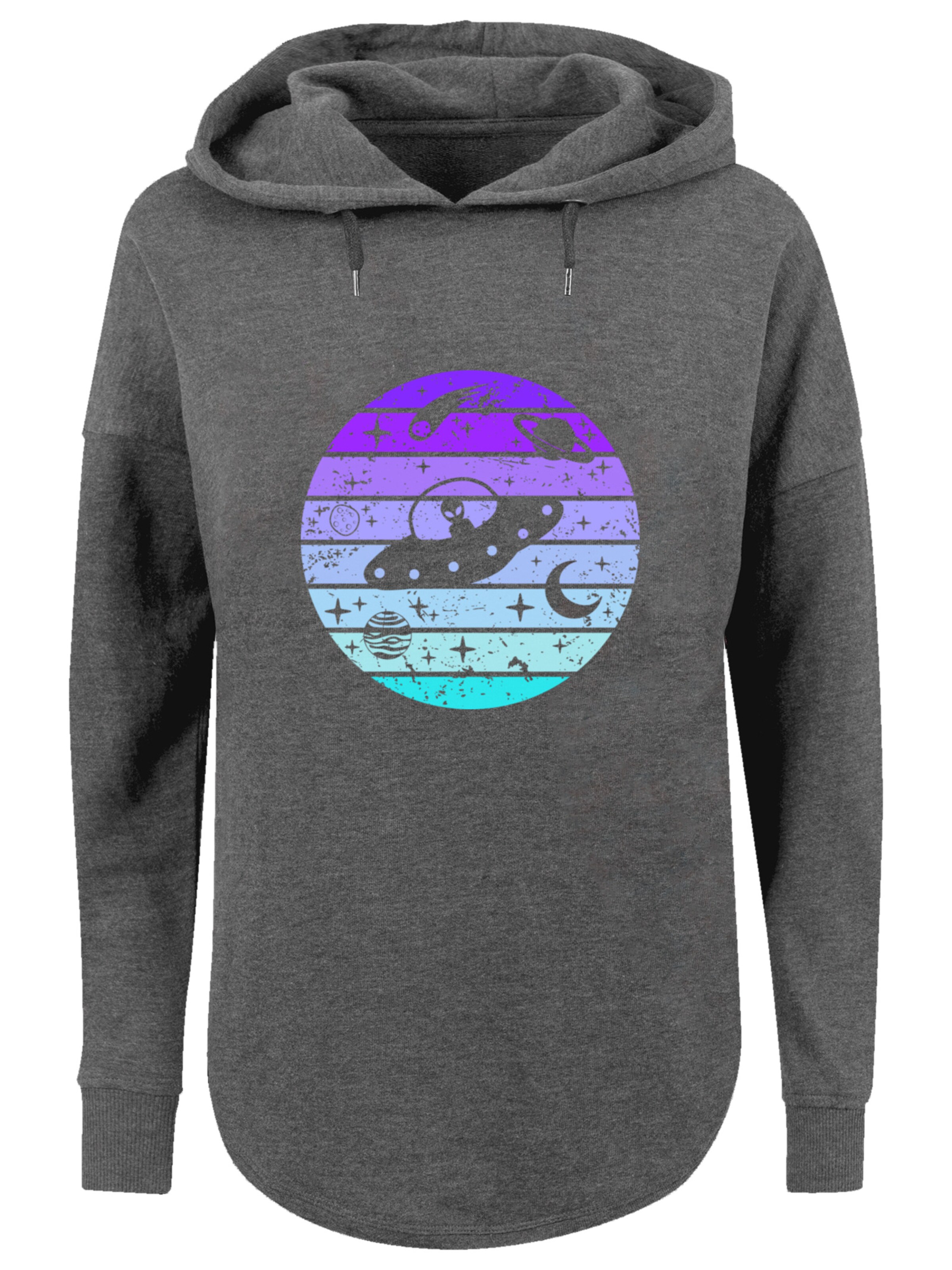 Sweat-shirt 'Retro Alien Weltraum Sonnenuntergang' F4NT4STIC en gris : devant