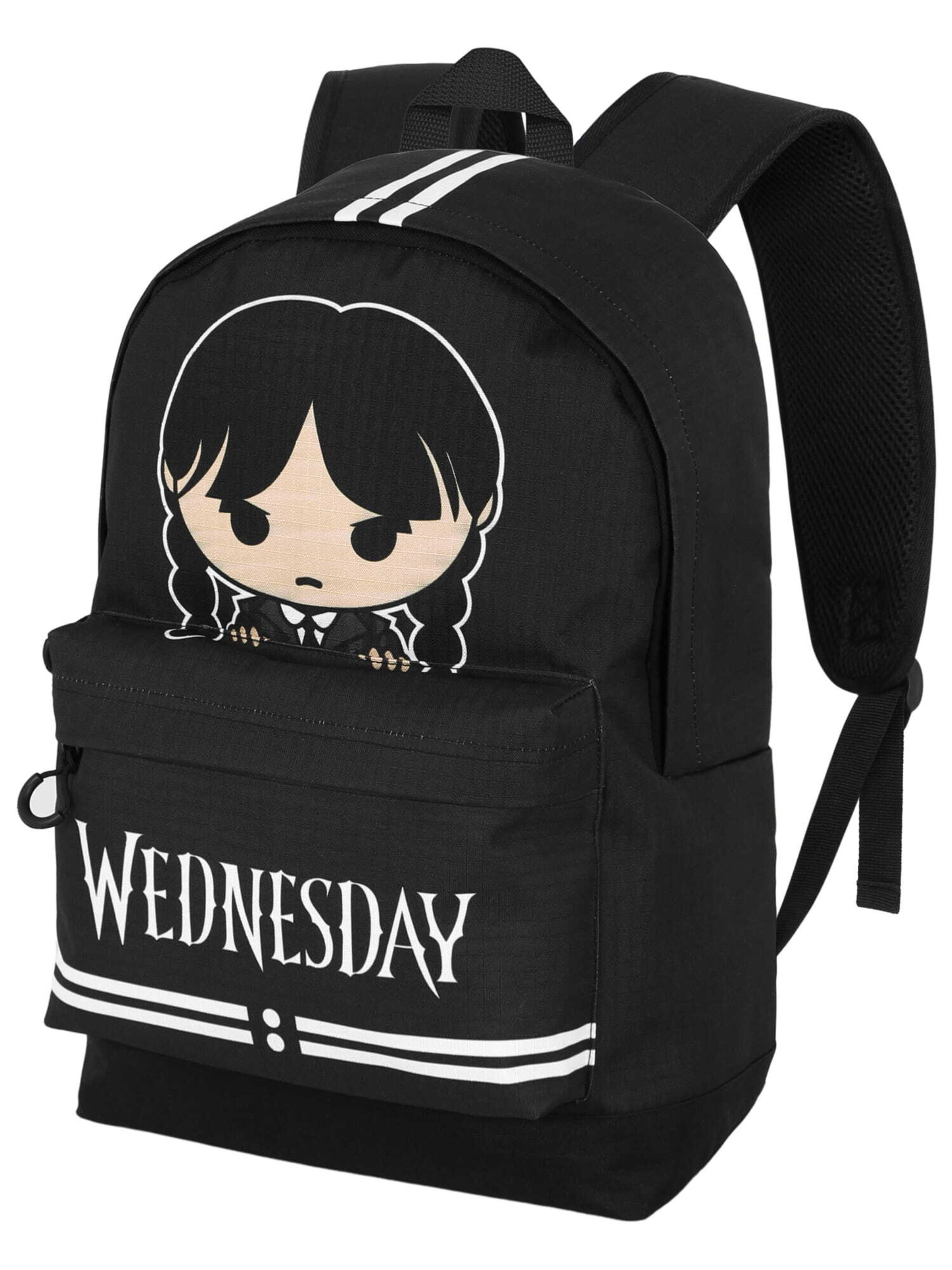 Wednesday Backpack 'Wednesday Adams' in Black: front