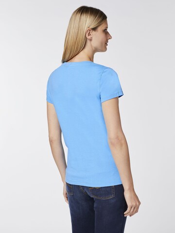 Oklahoma Jeans Shirt ' mit geblümtem 93-Print ' in Blue