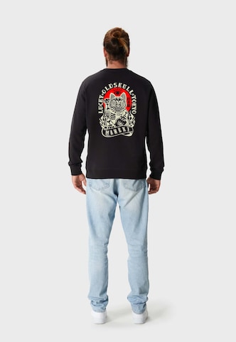 Oldskull Sweatshirt 'Asian Rebel Cat Kanji' in Schwarz