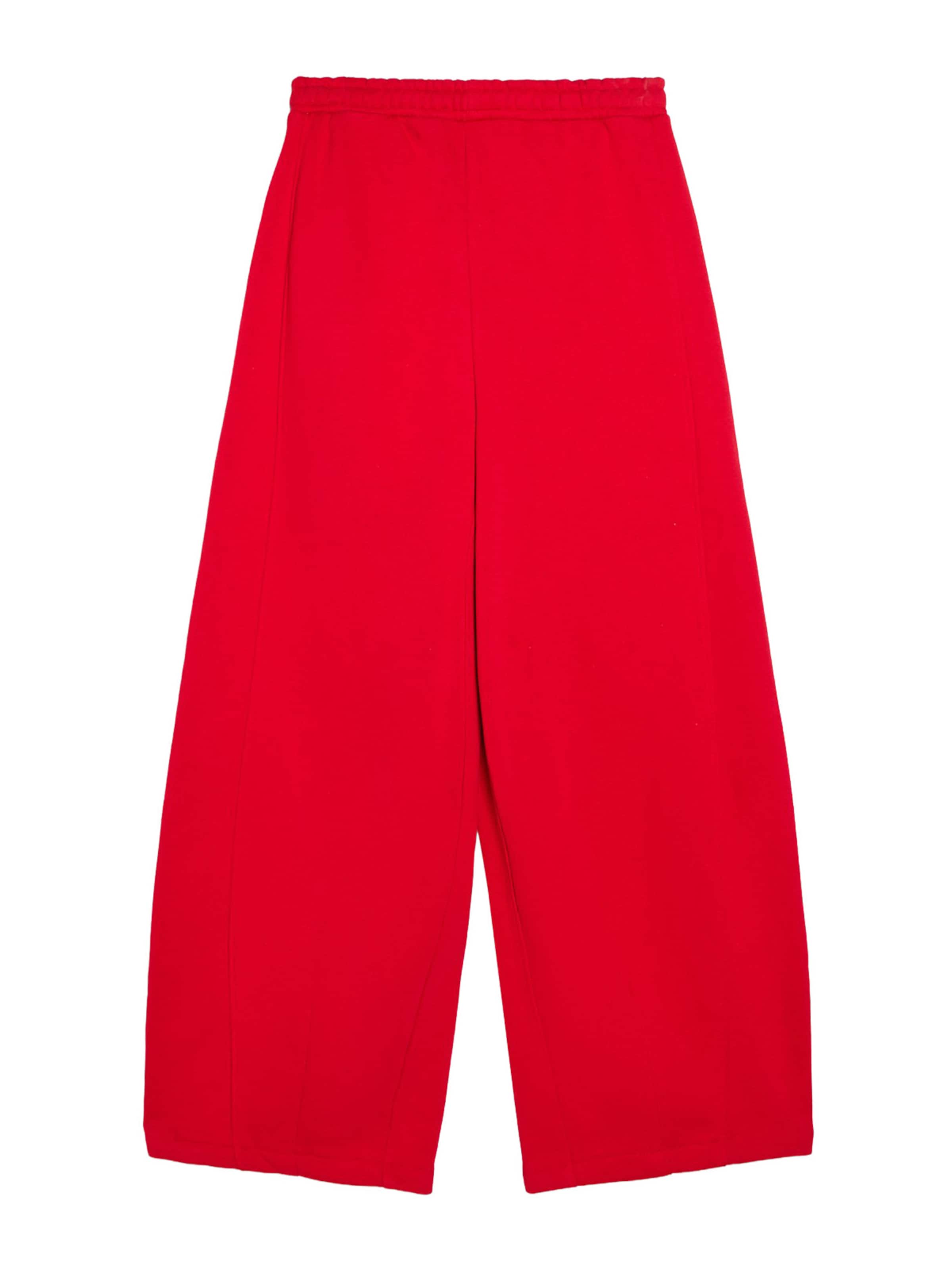Bershka Wide leg Trousers in Red: back