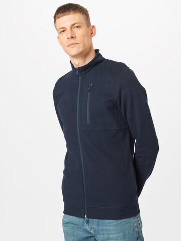 TOM TAILOR DENIM Fleece jas in Blauw: voorkant