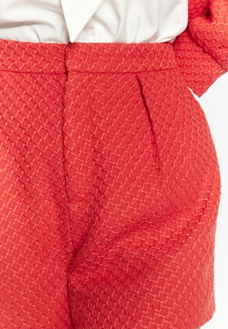 faina Štandardný strih Plisované nohavice - Červená