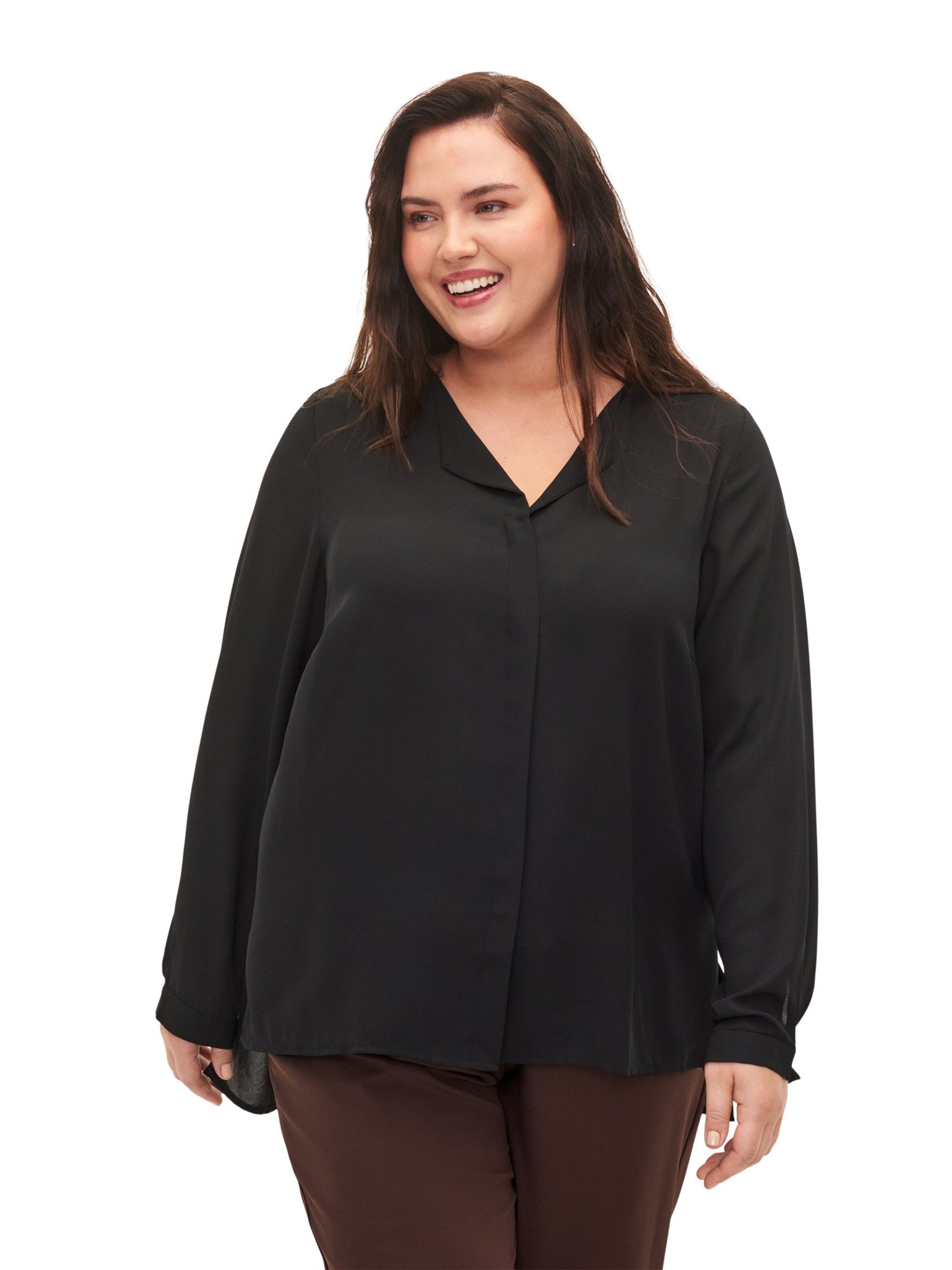 Zizzi Bluse 'Seli' i sort: forside