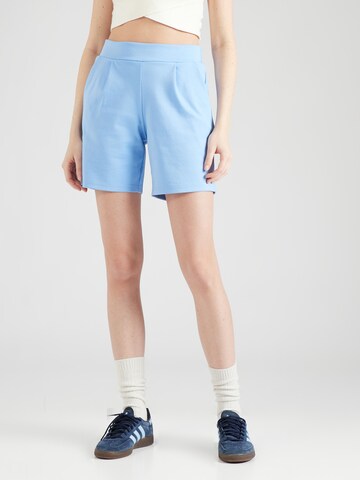 ICHI Regular Pleat-Front Pants in Blue: front