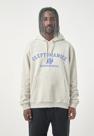 Cleptomanicx Sweatshirt 'Classic Hooded Uni Hands' in Grey: front