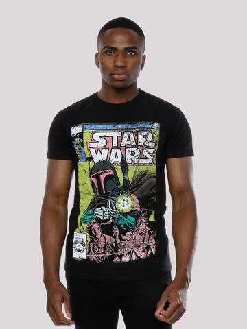 F4NT4STIC Shirt 'Star Wars Boba Fett Comic' in Zwart: voorkant