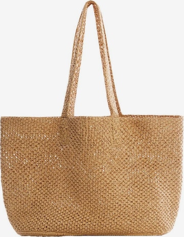 MANGO Shoppingväska 'Eva Palmera' i beige: framsida