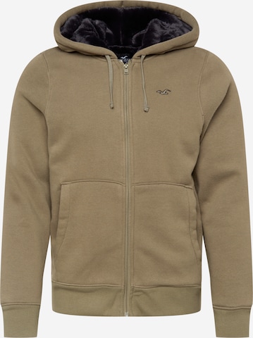 HOLLISTER Zip-Up Hoodie in Green: front