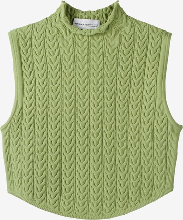 Tops en tricot Bershka en vert : devant